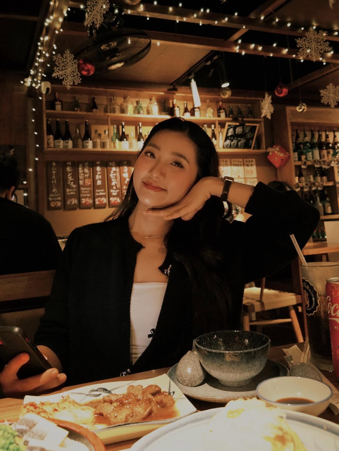 Guest at a table inside the izakaya